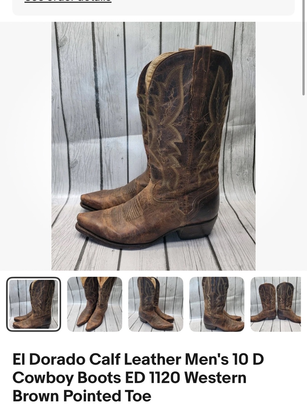 El Dorado Brown Calf Leather Men's Western Cowboy Boots - Pointed Toe